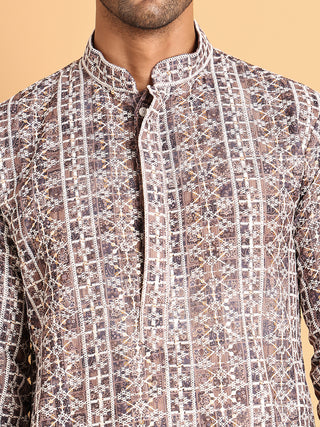 Embroidered & Printed Kurta Set For Men