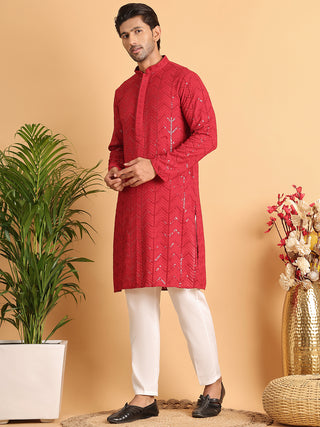 Embroidered Sequined Viscose Straight Kurta Pyjama