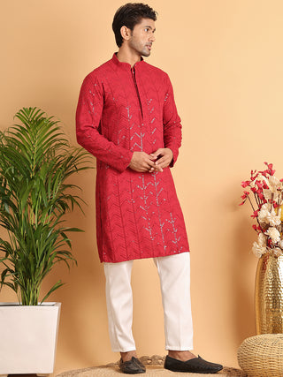 Embroidered Sequined Viscose Straight Kurta Pyjama