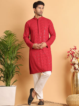 Embroidered Sequined Viscose Straight Kurta Pyjama