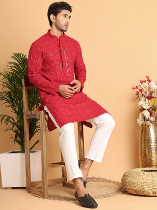 Embroidered Sequined Viscose Straight Kurta Pyjama