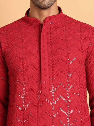 Embroidered Sequined Viscose Straight Kurta Pyjama