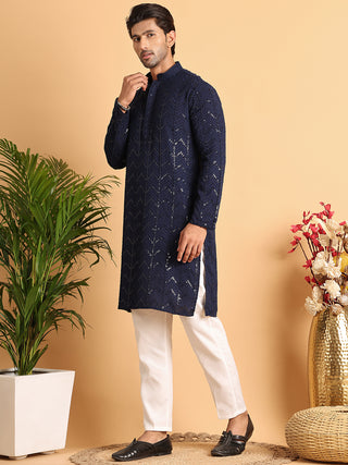 Embroidered Sequined Viscose Straight Kurta Pyjama