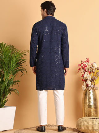 Embroidered Sequined Viscose Straight Kurta Pyjama