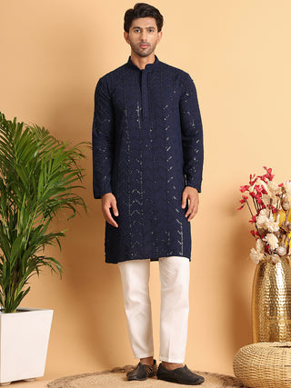 Embroidered Sequined Viscose Straight Kurta Pyjama