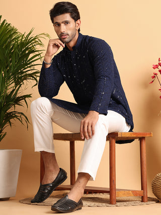 Embroidered Sequined Viscose Straight Kurta Pyjama