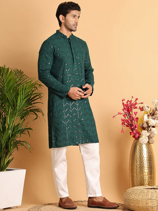 Embroidered Sequined Viscose Straight Kurta Pyjama