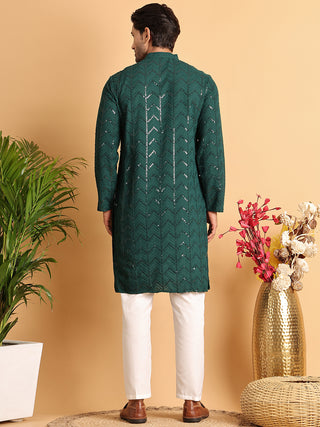 Embroidered Sequined Viscose Straight Kurta Pyjama
