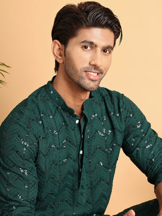 Embroidered Sequined Viscose Straight Kurta Pyjama