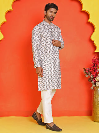 Embroidered Kurta Pyjama Set For Men