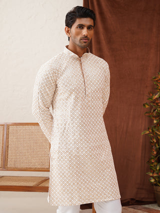 Sequins & Embroidered Kurta Pyjama Set For Men