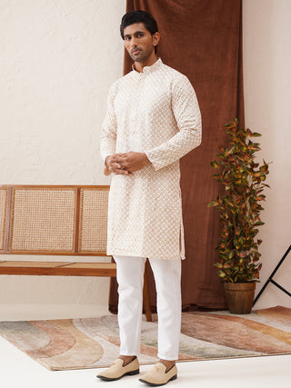 Sequins & Embroidered Kurta Pyjama Set For Men