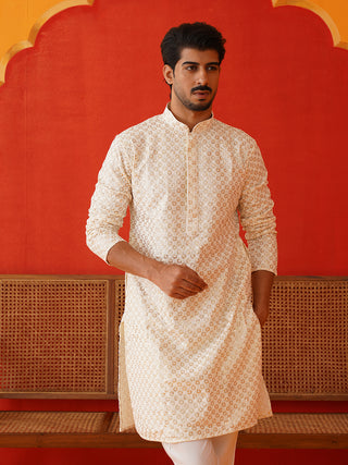 Sequins & Embroidered Kurta Pyjama Set For Men