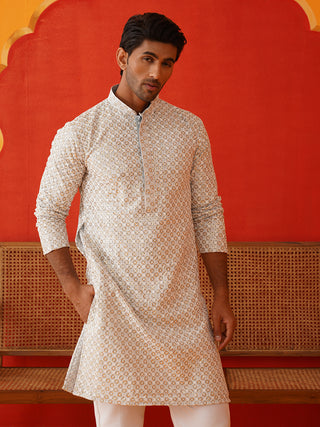 Sequins & Embroidered Kurta Pyjama Set For Men