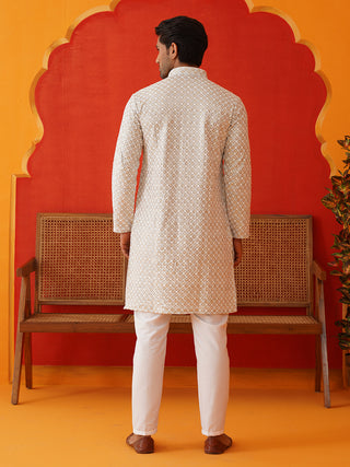 Sequins & Embroidered Kurta Pyjama Set For Men