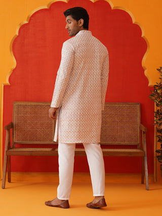 Sequins & Embroidered Kurta Pyjama Set For Men