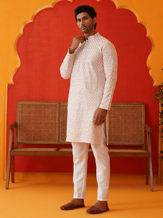 Sequins & Embroidered Kurta Pyjama Set For Men