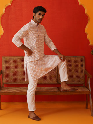 Sequins & Embroidered Kurta Pyjama Set For Men