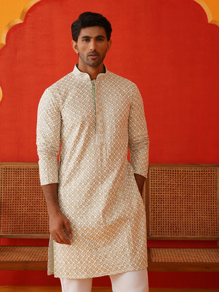 Sequins & Embroidered Kurta Pyjama Set For Men