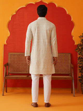 Sequins & Embroidered Kurta Pyjama Set For Men