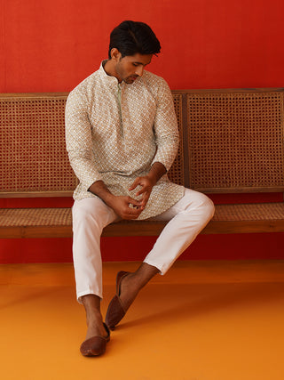 Sequins & Embroidered Kurta Pyjama Set For Men