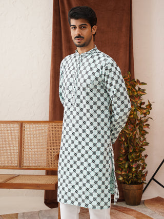 Viscose Embroidered Kurta Pajama Set For Men