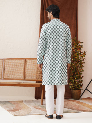 Viscose Embroidered Kurta Pajama Set For Men