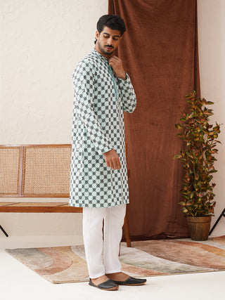 Viscose Embroidered Kurta Pajama Set For Men