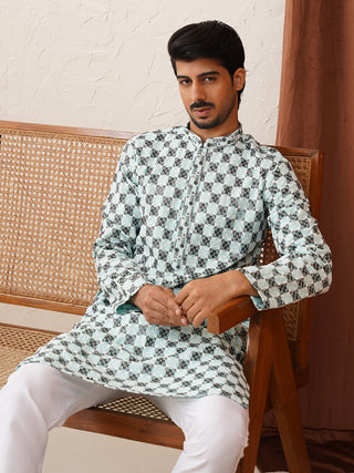 Viscose Embroidered Kurta Pajama Set For Men