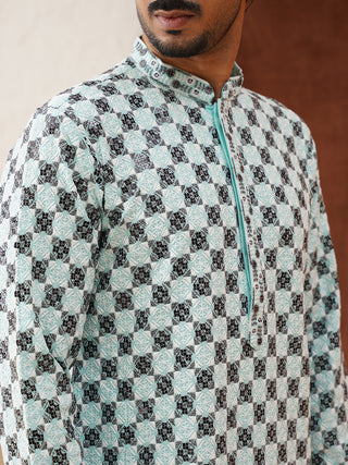 Viscose Embroidered Kurta Pajama Set For Men