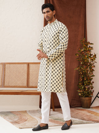 Viscose Embroidered Kurta Pajama Set For Men