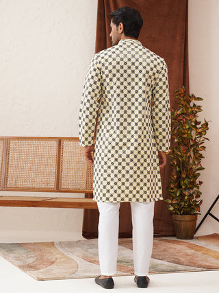 Viscose Embroidered Kurta Pajama Set For Men