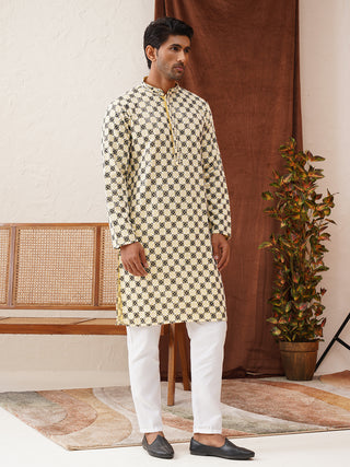 Viscose Embroidered Kurta Pajama Set For Men