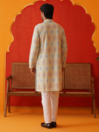 Embroidered Staight Kurta Pajama Set For Men