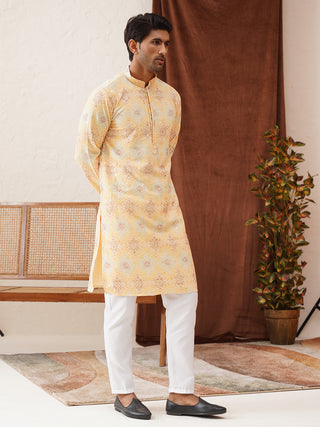 Embroidered Staight Kurta Pajama Set For Men