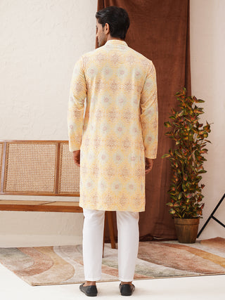 Embroidered Staight Kurta Pajama Set For Men