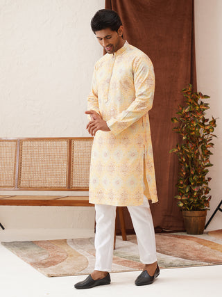 Embroidered Staight Kurta Pajama Set For Men