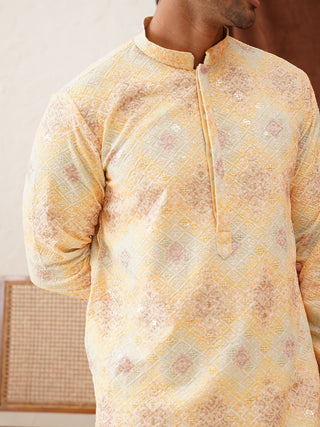 Embroidered Staight Kurta Pajama Set For Men