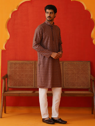 Embroidered Chikankari and Sequence Kurta Set For Men