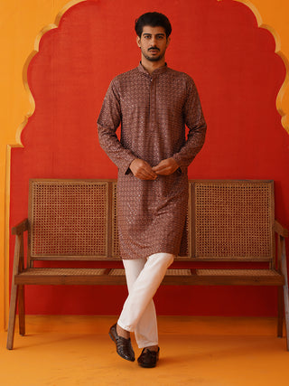 Embroidered Chikankari and Sequence Kurta Set For Men