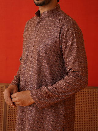 Embroidered Chikankari and Sequence Kurta Set For Men