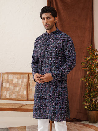 Embroidered Viscose Kurta Set For Men