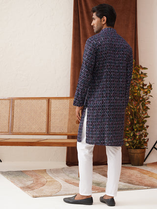 Embroidered Viscose Kurta Set For Men