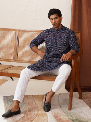 Embroidered Viscose Kurta Set For Men