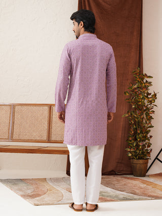 Embroidered Staight Kurta Set For Men