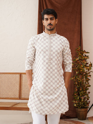 Embroidered Staight Kurta Set For Men