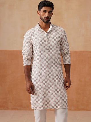 Embroidered Staight Kurta Set For Men