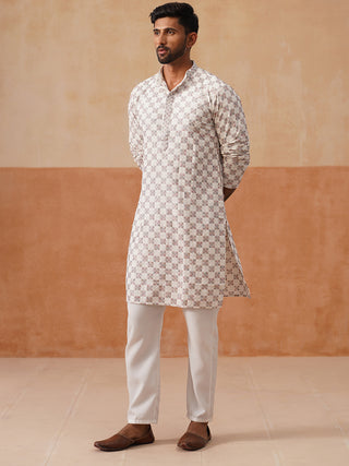 Embroidered Staight Kurta Set For Men