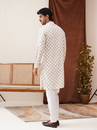 Embroidered Staight Kurta Set For Men