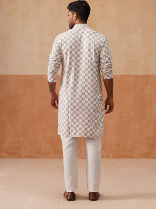 Embroidered Staight Kurta Set For Men
